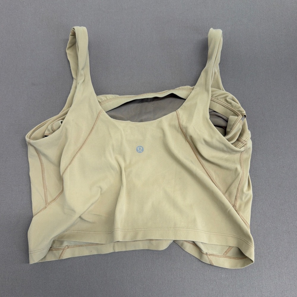 Lululemon Align Tank Top Nulu Beige Tan Size 12 Cropped Yoga Bra